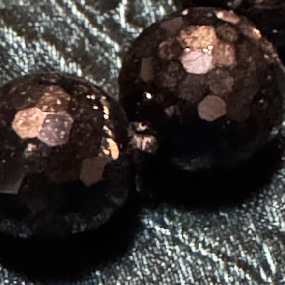 Jaded Signed Faceted Black Glass Bead Necklace Gold Tone Toggle Clasp 36 Inch El - Picture 4 of 7